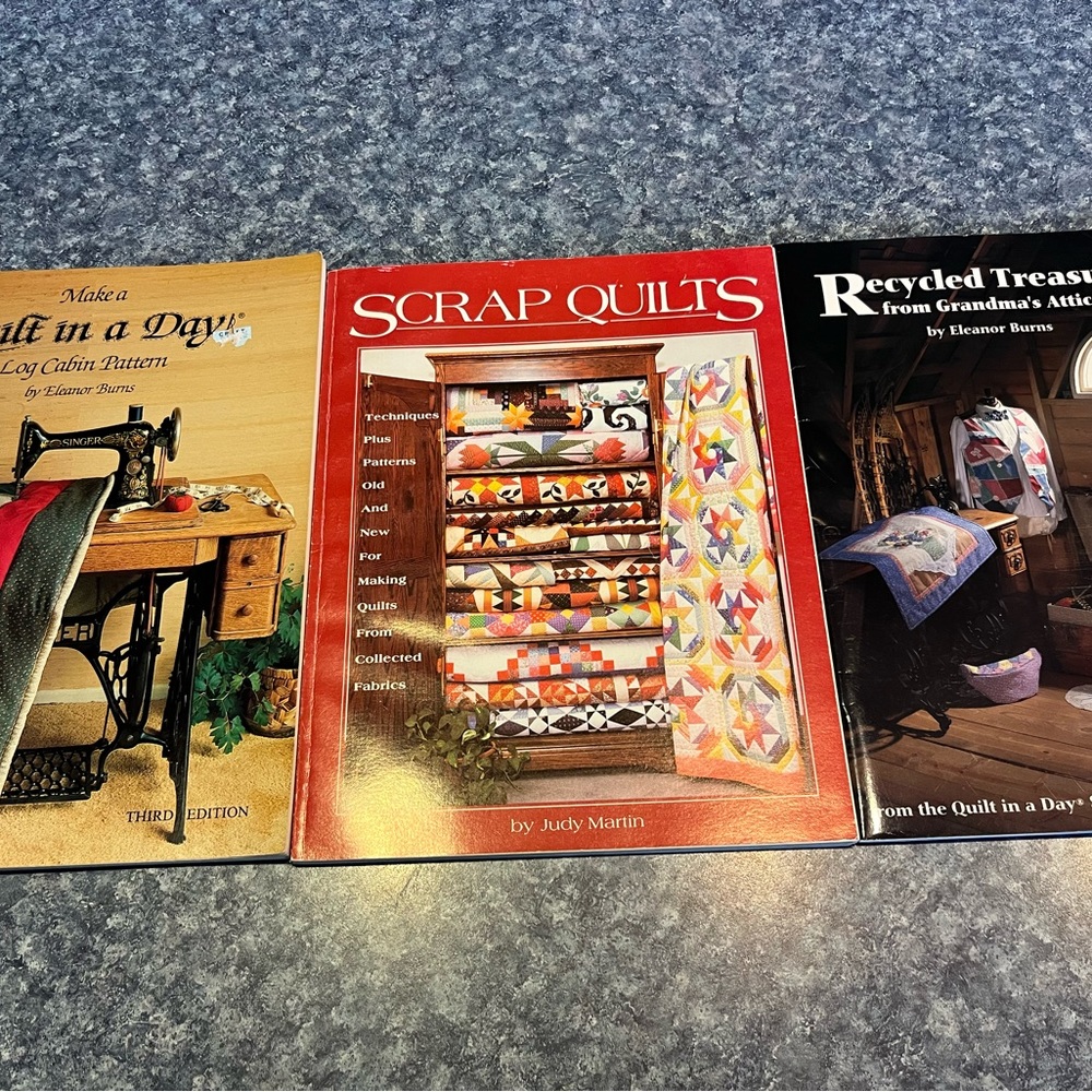 Set of 3 quilting books (log cabin, scrap, and recycled)
